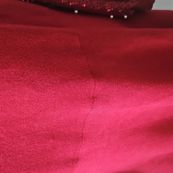 Cato Maroon Sweater Dress with Sequin and Pearl Long Sleeves - Picture 7 of 15